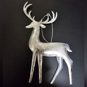 11 pcs, Christmas Ornaments, Deer with full rack of antlers! Silver Matte Finish